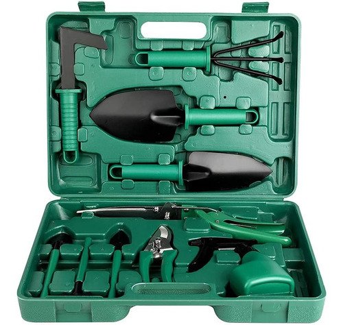 Kit Para Jardinagem Tesoura Poda 10 Peças Com Maleta