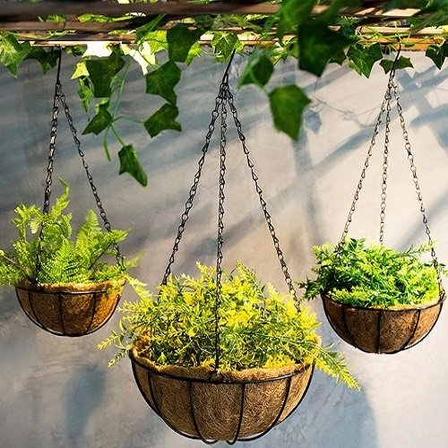 Vaso Pendurar 35cm Pendente Ferro Fibra Coco