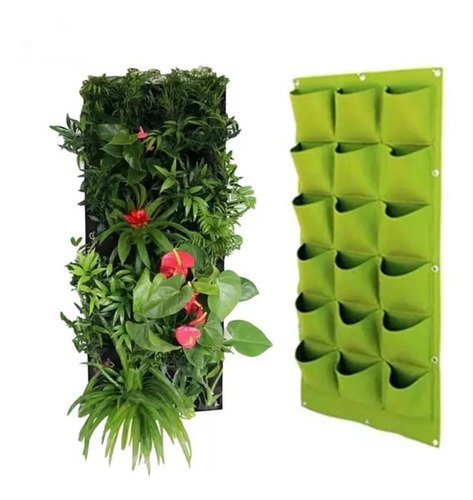 Jardim Vertical 18 Bolsos Pendurado Plantador De Parede 50x100