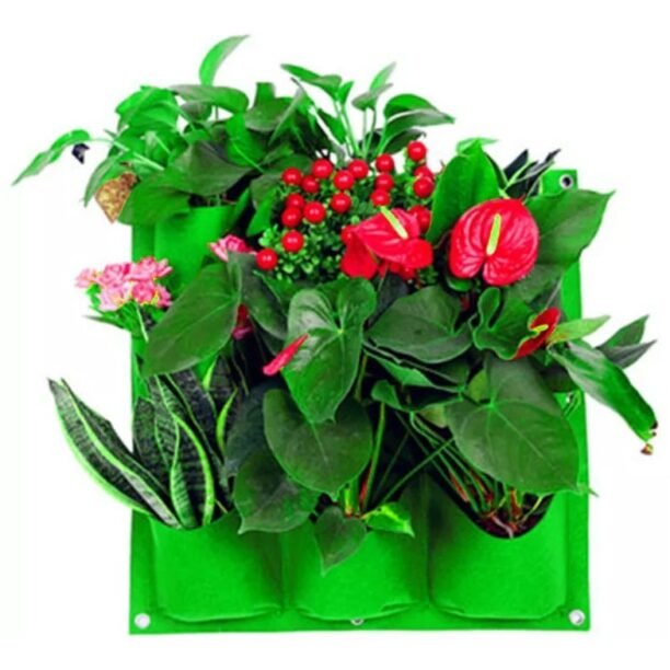 Jardim Vertical 9 Bolsos Pendurado Plantador De Parede 50x50