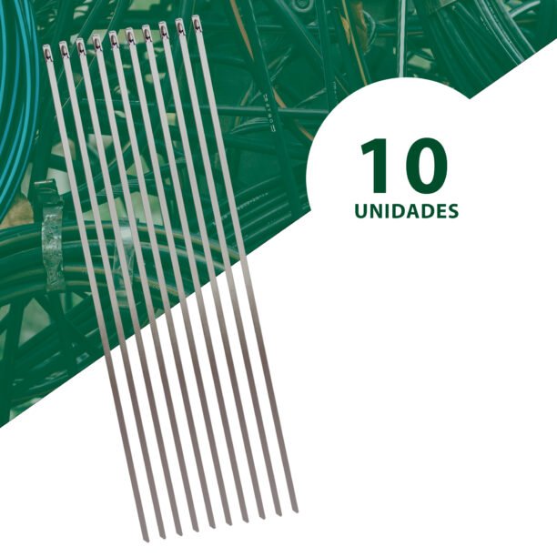 Kit 10x Abraçadeiras Lacre Cabo Aço Inox 5mmx600mm