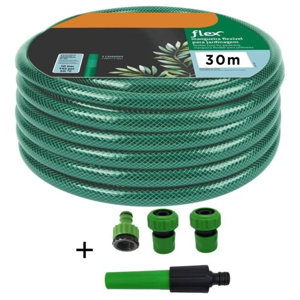 Mangueira Jardim 30M Com Kit Esguicho Mangueira Jardinagem