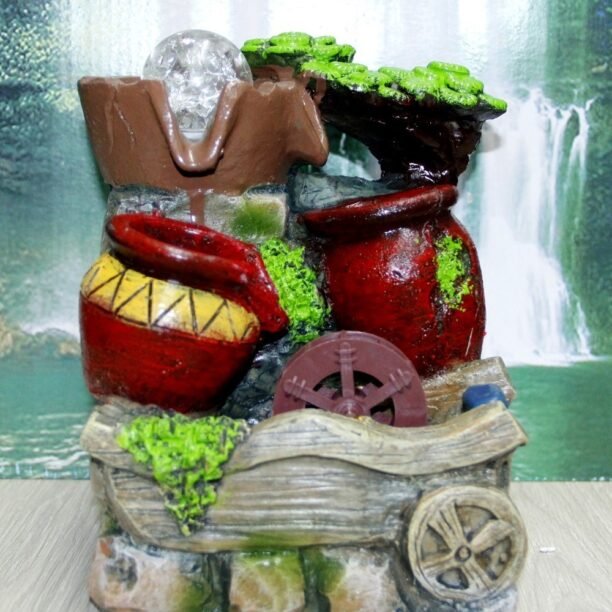Fonte Água Cascata Resina Com Led Decorativa
