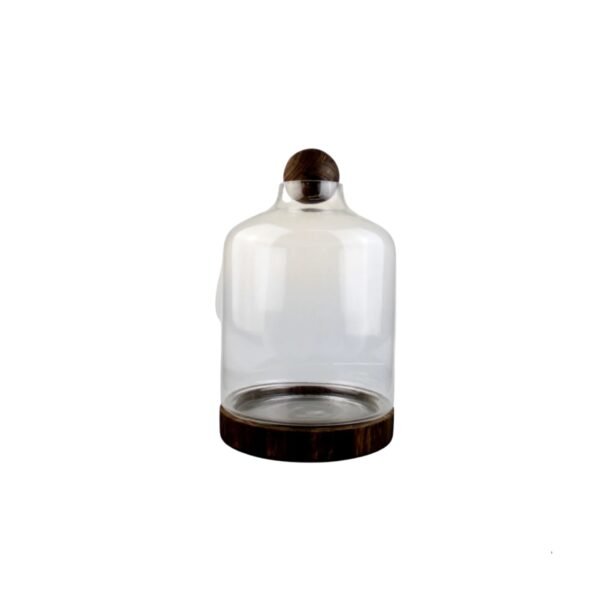 Vaso De Vidro Base Madeira Decoração Plantas Flores