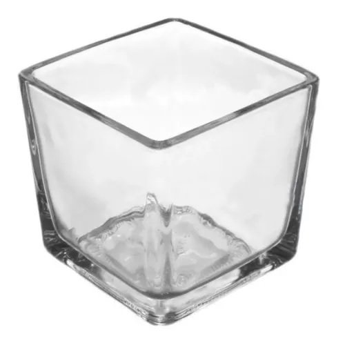 Vaso Vidro Quadrado Decorativo Arranjo Floral 10x10cm