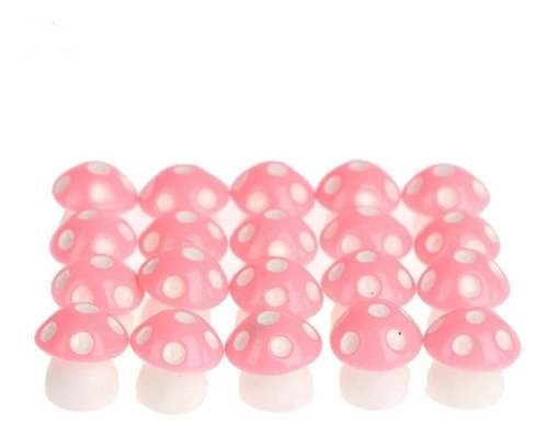 20 Mini Cogumelos Rosa Terrário Jardins Decoração