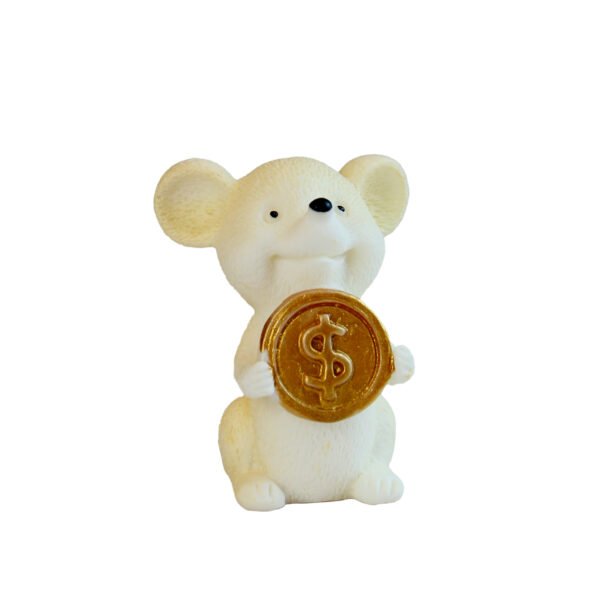 Miniatura Rato C/ Moeda Decorativo Artesanato Diy