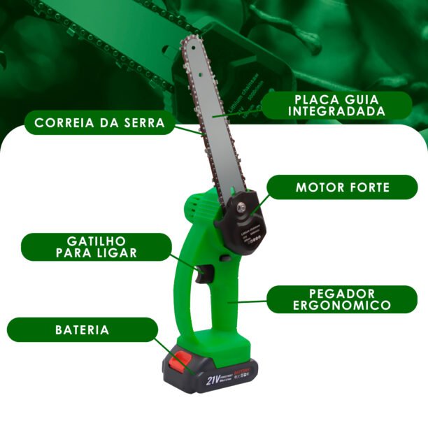 Mini Motosserra Elétrica 8 Polegadas Recarregável Bivolt