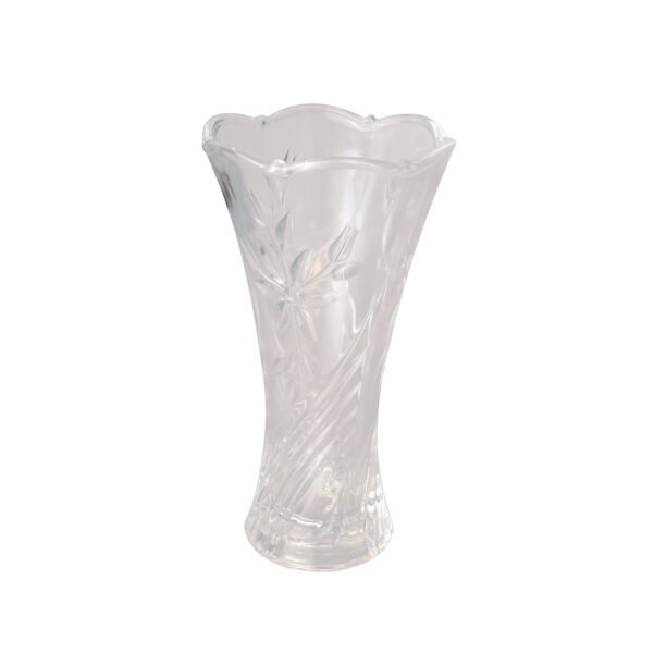 Vaso De Vidro Alto Relevo 24cm Decor Flores Enfeite