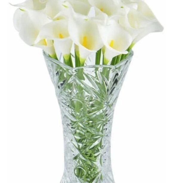 Vaso De Vidro Alto Relevo Decoração Ambientes Flores